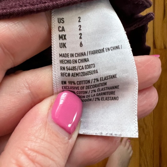 American Eagle Burgundy distressed shirts size 2 - Picture 5 of 6